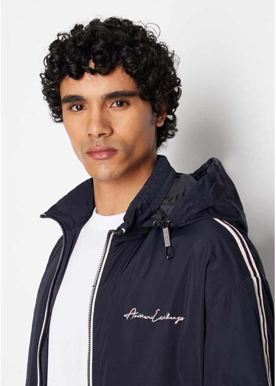 Armani Exchange Men's Nylon Track Jacket with Signature Logo